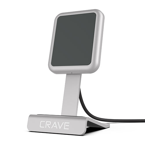 Crave Wireless Charging Stand, Fast Wireless Charger 10W Qi-Certified Silver