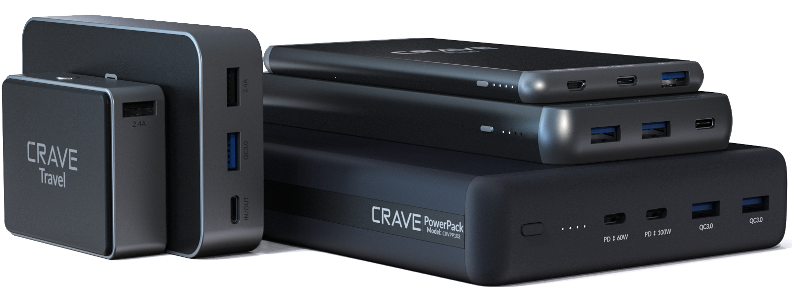 5-Pack of Crave PowerPack 2, 50000 mAh, Dual USB QC3.0