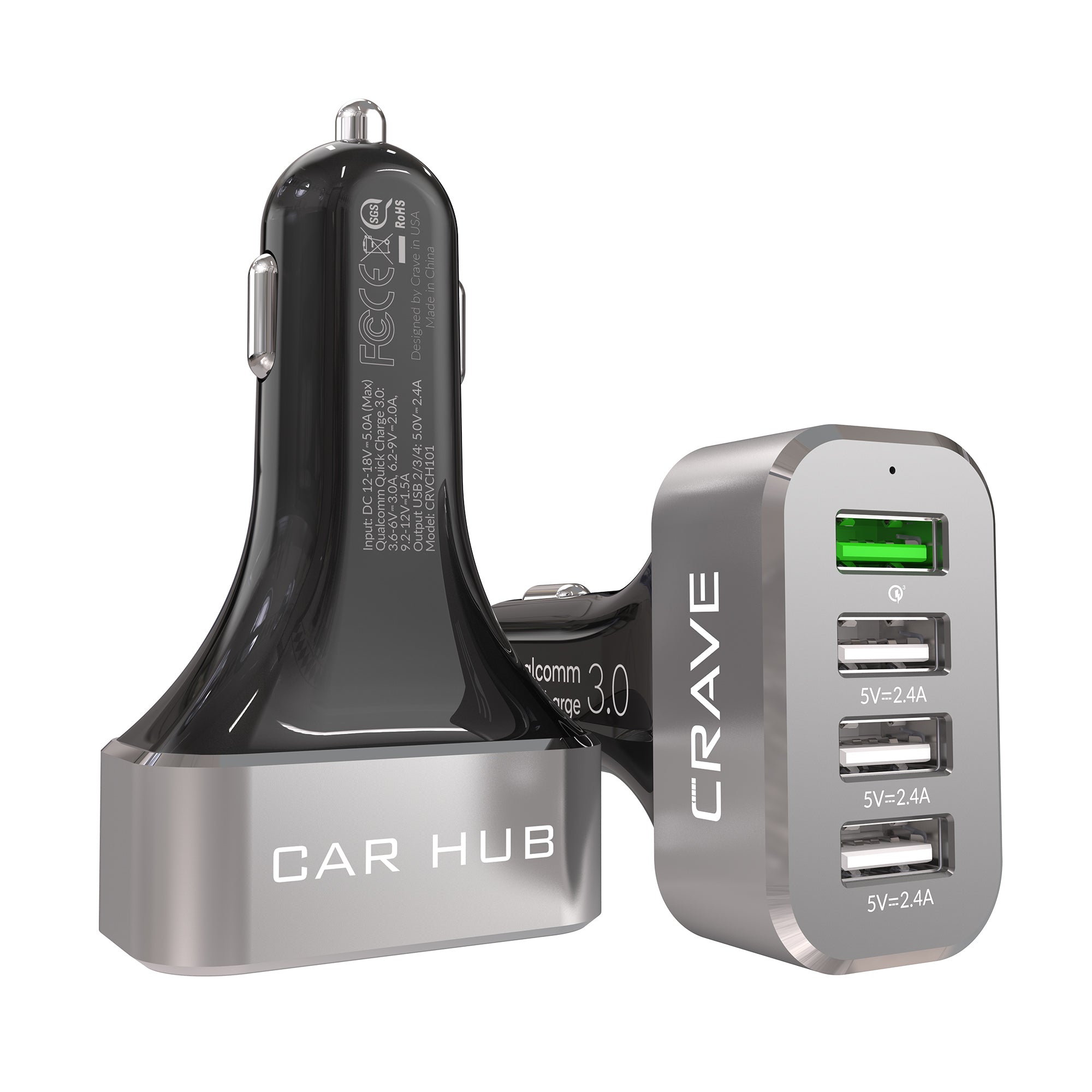 Dual-Port USB Car Charger, Qualcomm Quick Charge 3.0