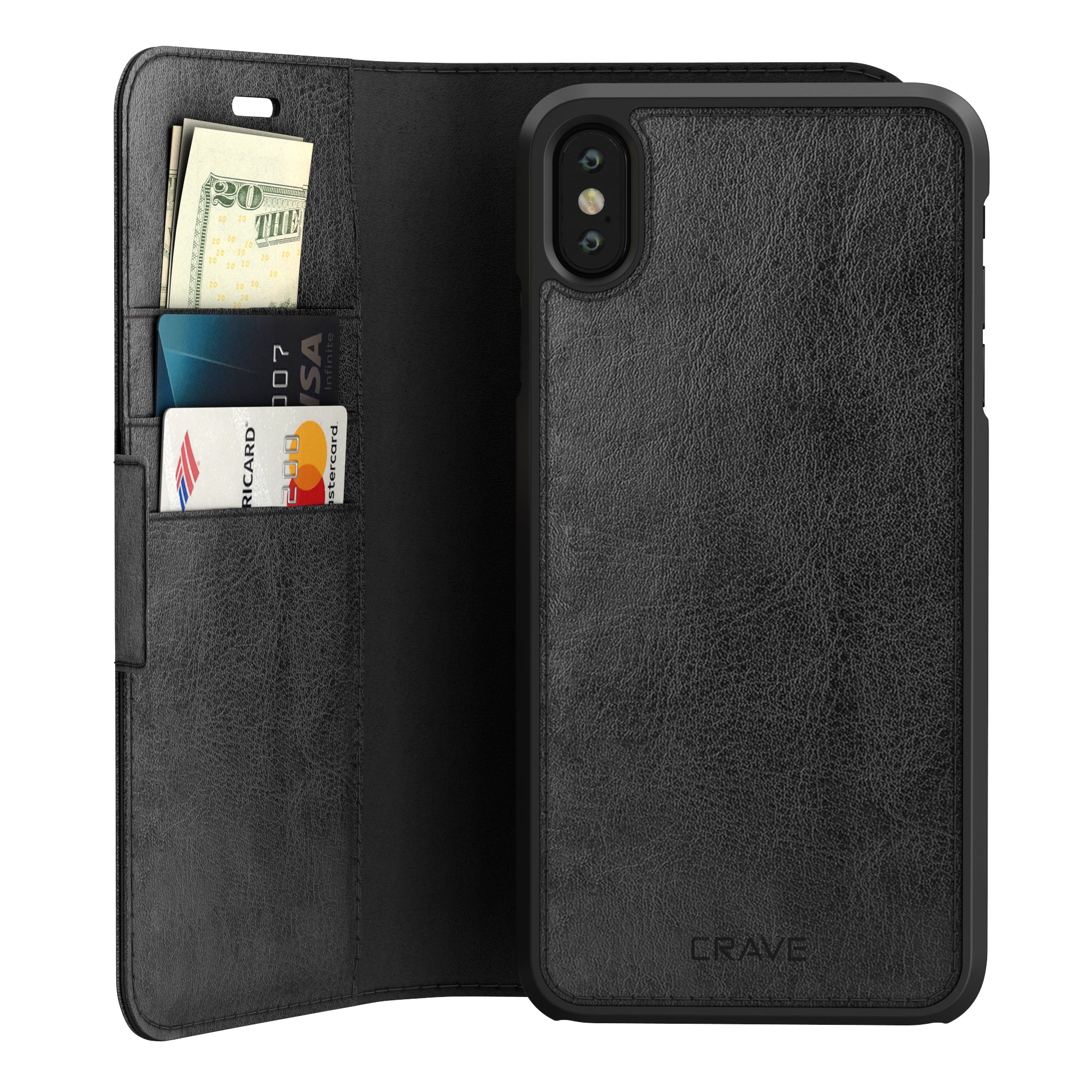 iPhone XS Max Case Vegan Leather Wallet, Leather Guard