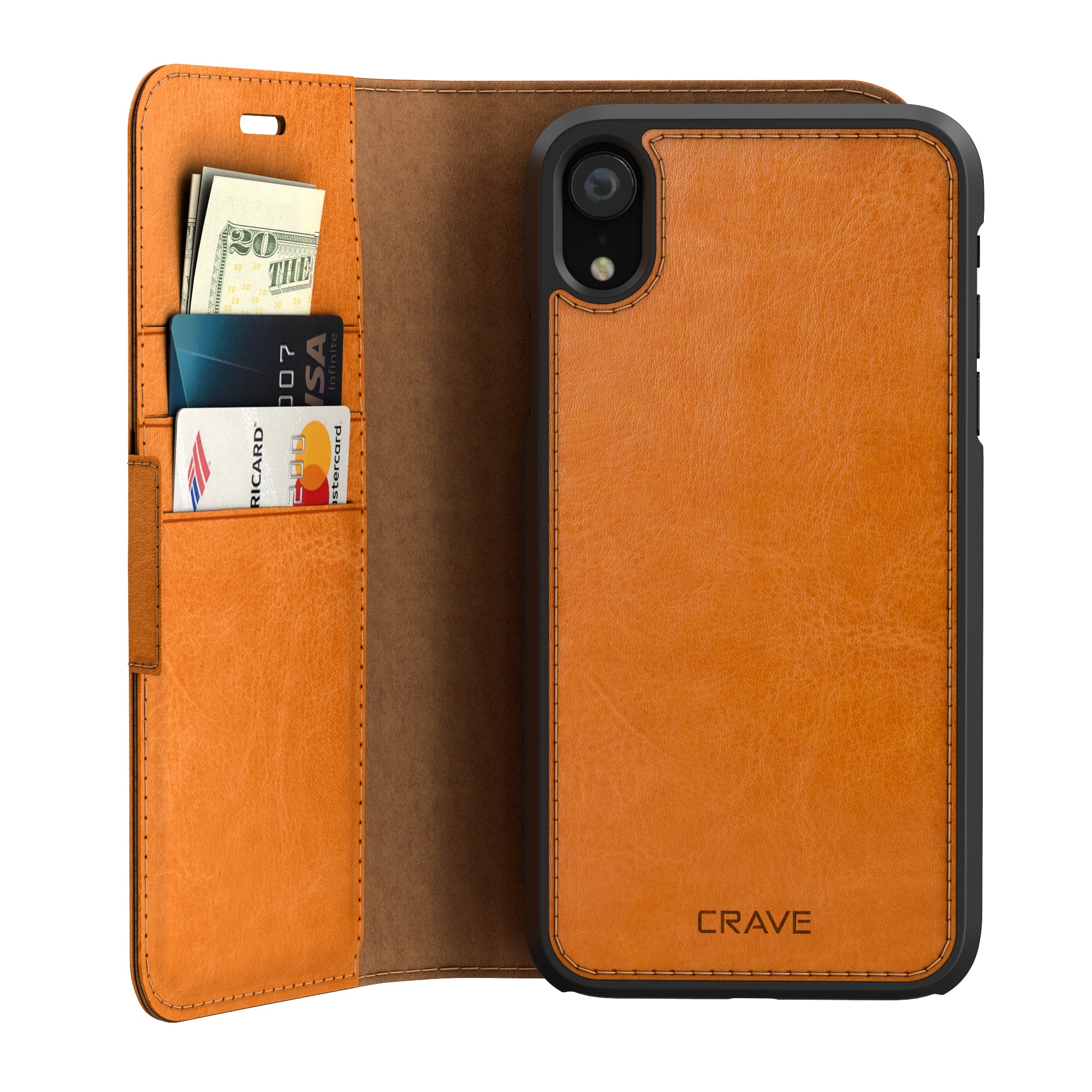 iPhone XR Case Vegan Leather Wallet, Leather Guard