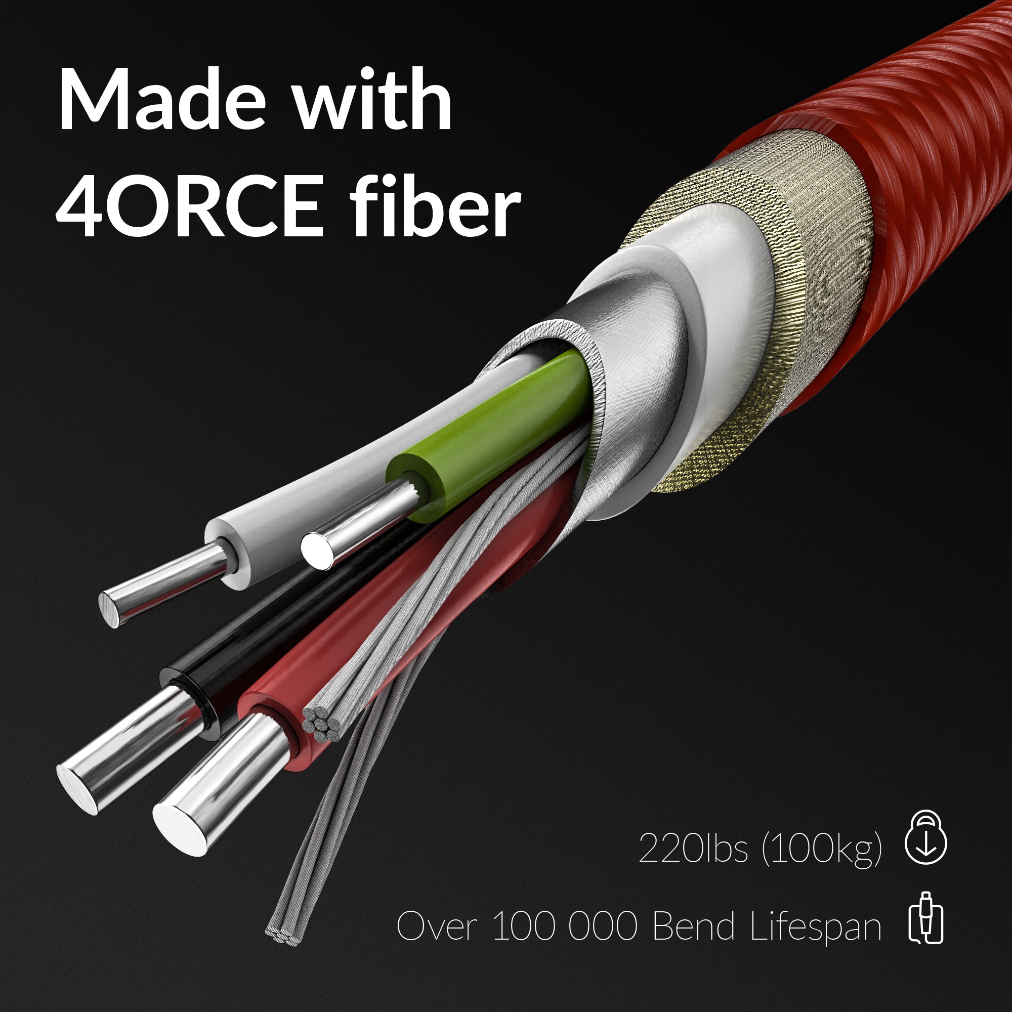 4ORCE Cable - 4 ft Lightning to USB-A Red 3-Pack