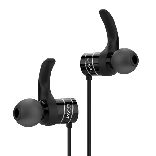 Black Bluetooth earphones Crave Octane Earbuds headphones wireless