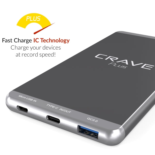 Crave Plus Portable Charger Power Bank External Battery Pack Type C QC 3.0
