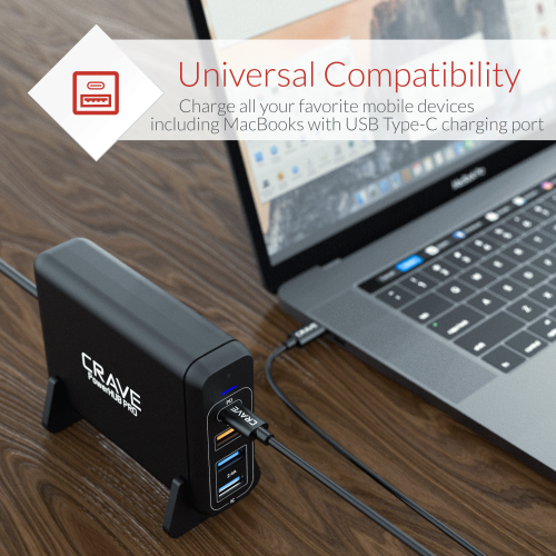 USB Desktop Charger 4 port with PD Type C Power Hub Pro by Crave