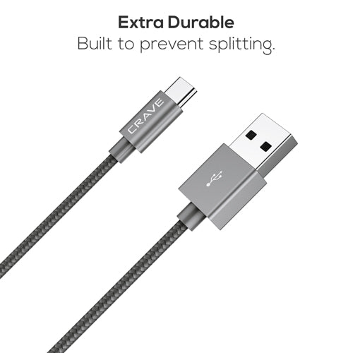 USB to Type C Braided Cable by Crave Dark Slate